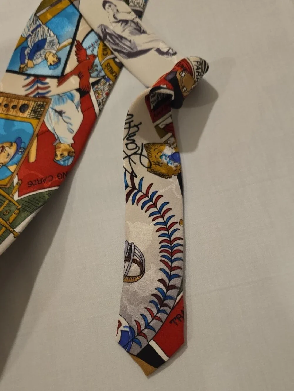 Nicole Miller Multicolor Old Time Baseball‎ Novelty Print Silk Men's Vintage Tie